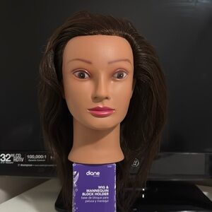 DIANE Human hair mannequin head + Wig and mannequin block holder